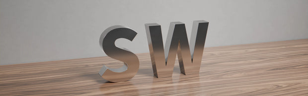 fabricated metal SW letters sign