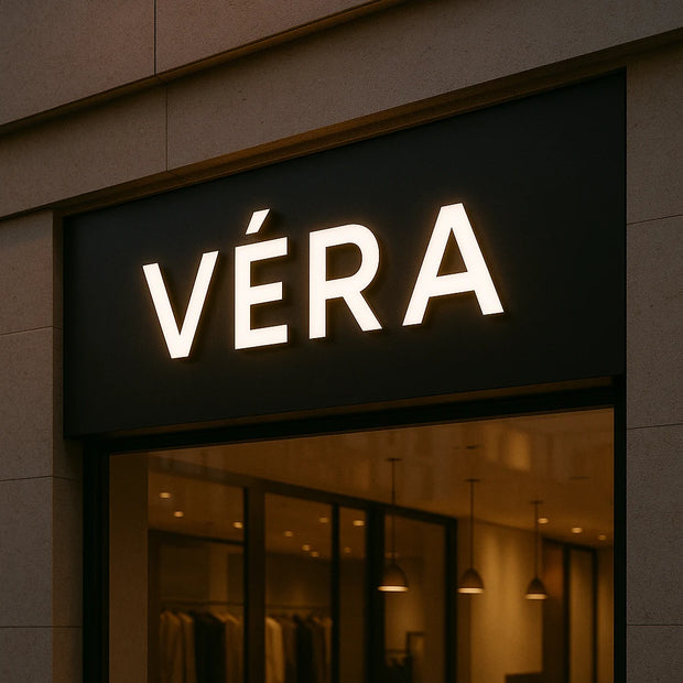 VÉRA illuminated retail storefront sign