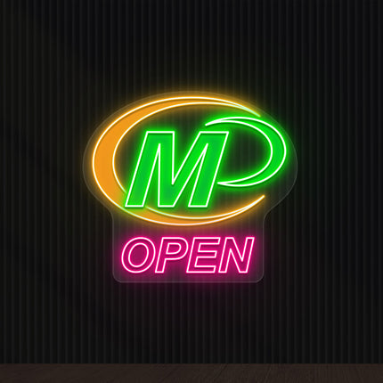 Minuteman Press Logo With Open Neon Sign