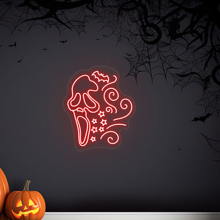 Scary Ghost Face Neon Sign | Indoor | Wall Mounting