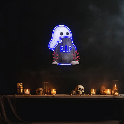 Ghoul On Tombstone Neon Artwork | Indoor | Wall Mounting