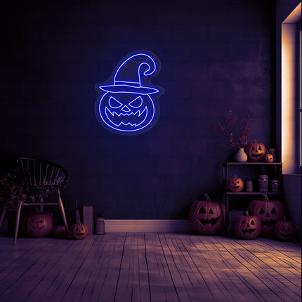 Angry Pumpkin With Hat Neon Sign | Indoor | Wall Mounting