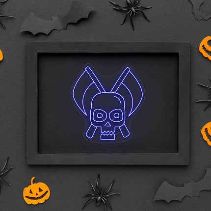 Skull With Scythe Neon Sign | Indoor | Wall Mounting