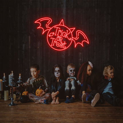 Trick Or Treat With Wings Neon Sign | Indoor | Wall Mounting