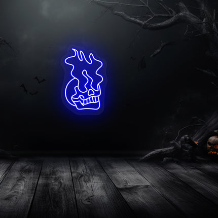 Skull On Fire Neon Sign | Indoor | Wall Mounting