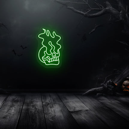 Skull On Fire Neon Sign | Indoor | Wall Mounting