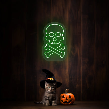 Skull With Bones Neon Sign | Indoor | Wall Mounting