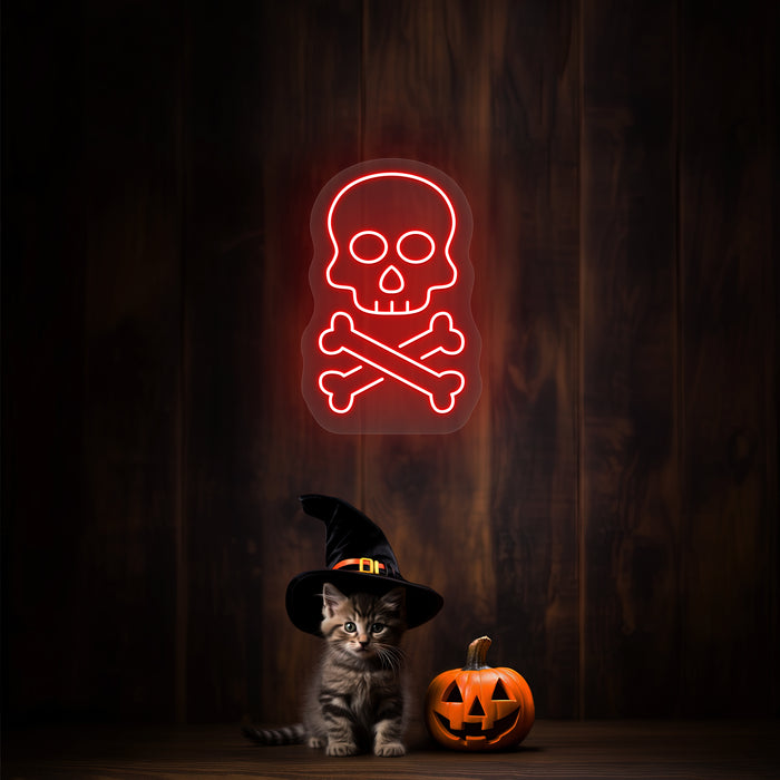 Skull With Bones Neon Sign | Indoor | Wall Mounting