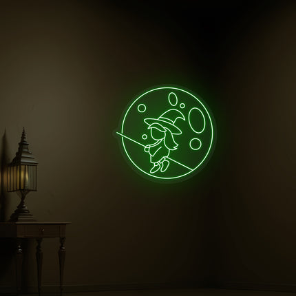 Baby Witch Flying Neon Sign | Indoor | Wall Mounting