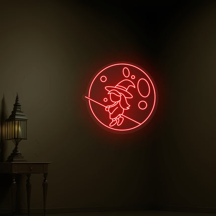 Baby Witch Flying Neon Sign | Indoor | Wall Mounting