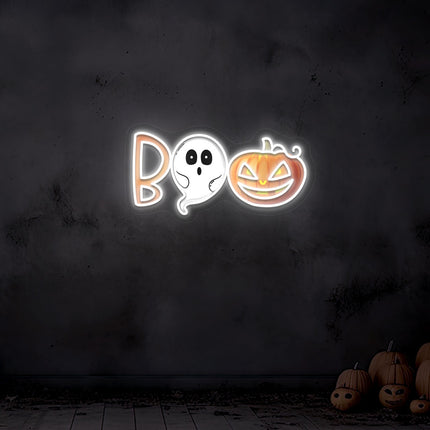 Boo Ghoul And Pumpkin Neon Artwork | Indoor | Wall Mounting