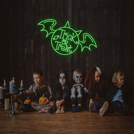 Trick Or Treat With Wings Neon Sign | Indoor | Wall Mounting
