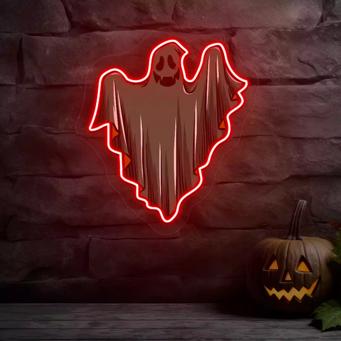 Ethereal Smiling Ghost Neon Artwork | Indoor | Wall Mounting